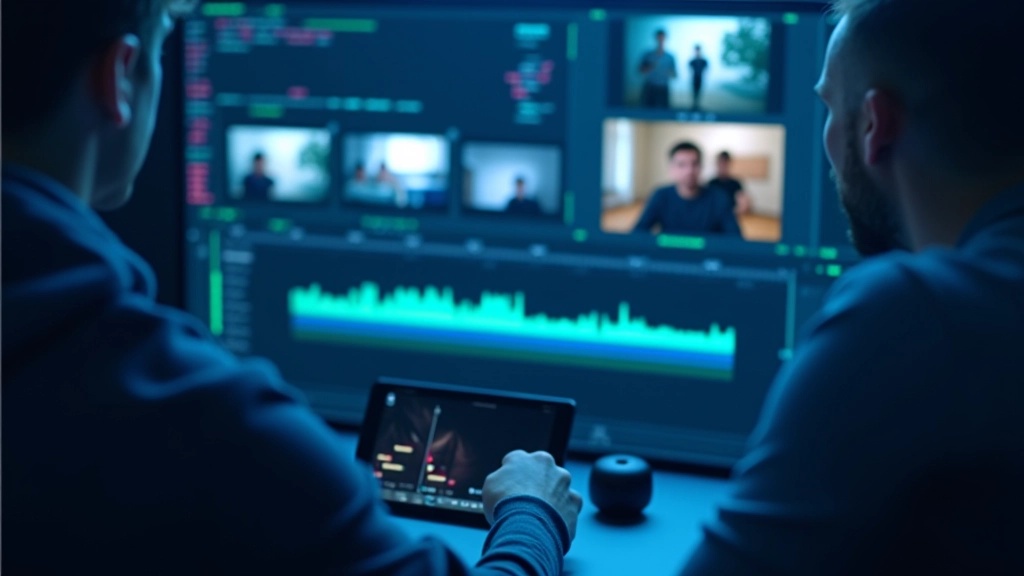 Videobearbeitungs-Timeline mit mehreren überlagerten Video-Clips und Effekt-Einstellungen auf schwarzem Hintergrund